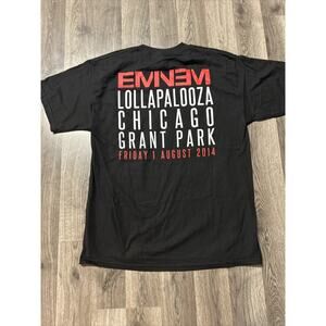 2014 Eminem Lollapalooza Devil Horns Black Graphic Print T-Shirt Large 2 Avail.